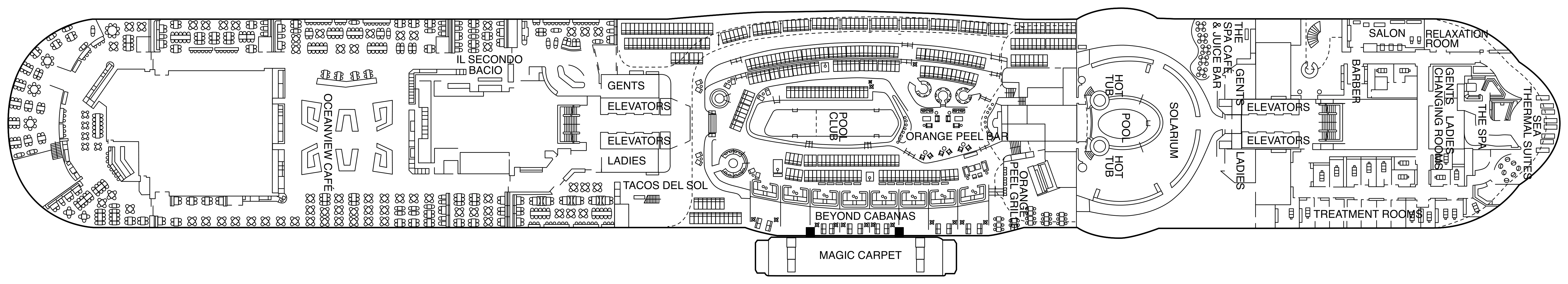 Celebrity Beyond, Deck 14: official cabin and venue layout