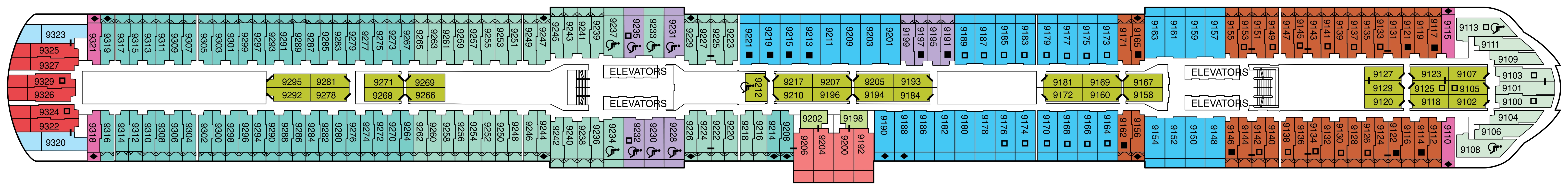 Celebrity Beyond, Deck 9: official cabin and venue layout