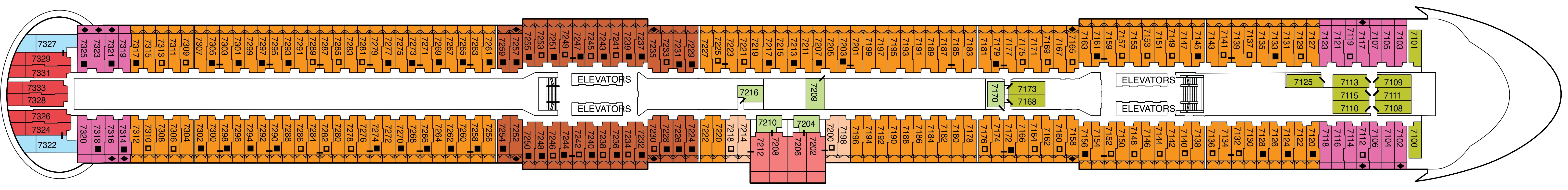 Celebrity Beyond, Deck 7: official cabin and venue layout