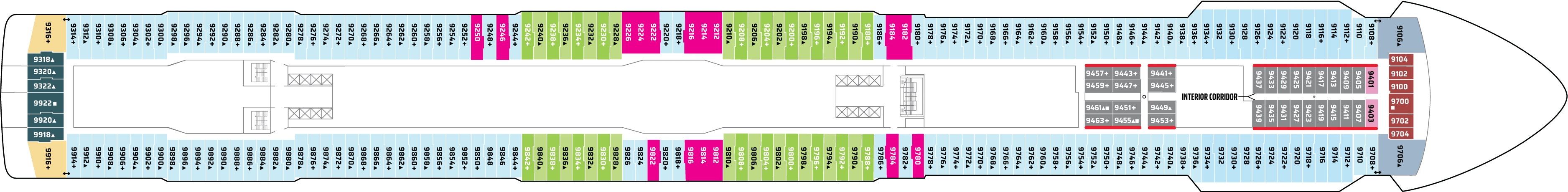 Norwegian Breakaway, Deck 9: official cabin and venue layout