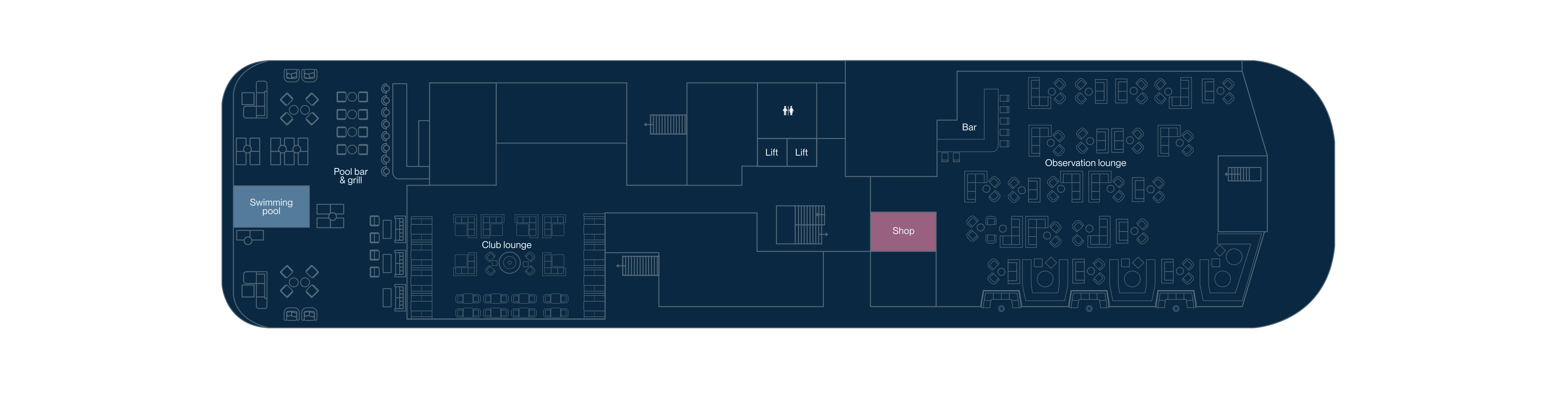 SH Vega, Deck 7: official cabin and venue layout