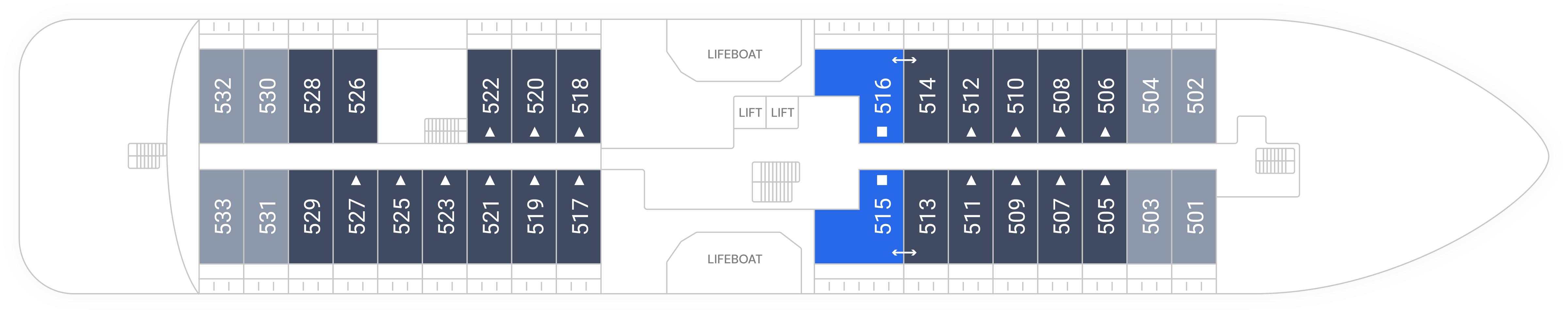 SH Vega, Deck 5: official cabin and venue layout