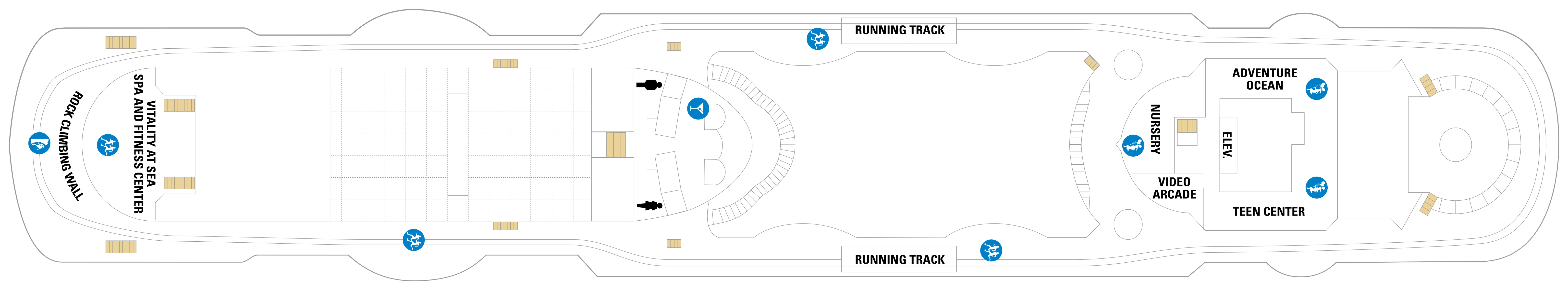 Vision of the Seas, Deck 10: official cabin and venue layout