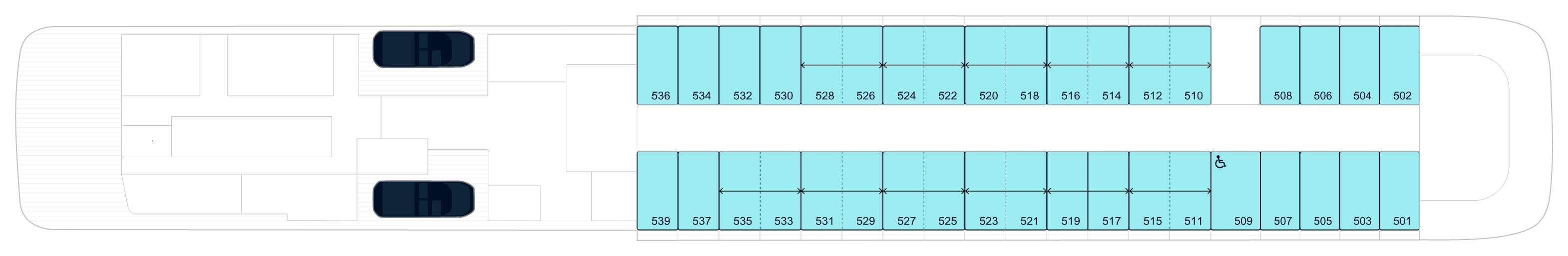 L'Austral, Deck 5: official cabin and venue layout