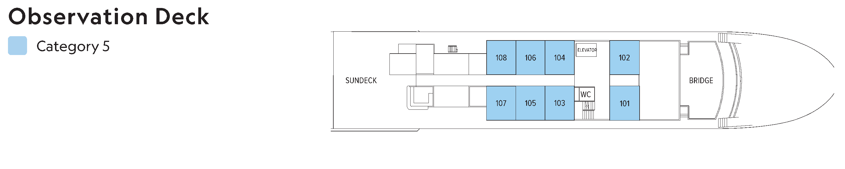 National Geographic Quest, Deck 4: official cabin and venue layout