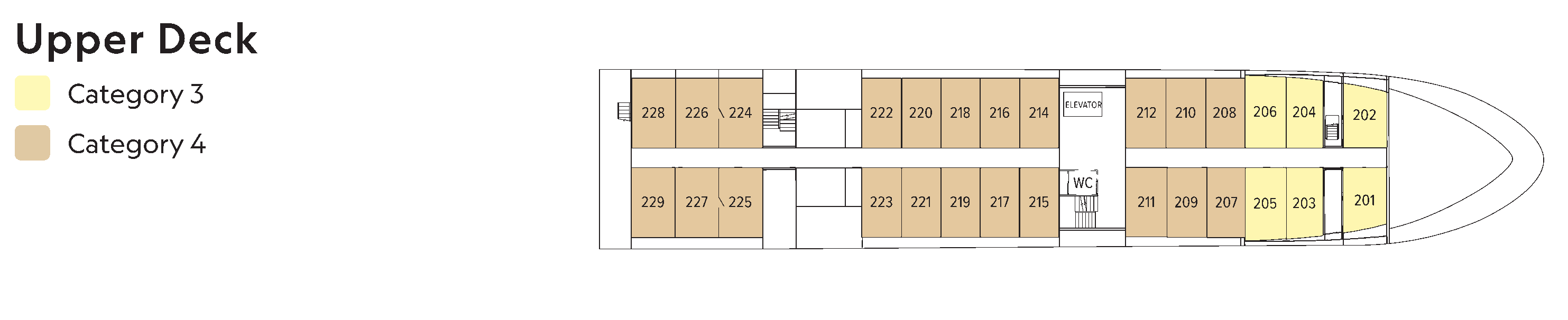 National Geographic Quest, Deck 2: official cabin and venue layout