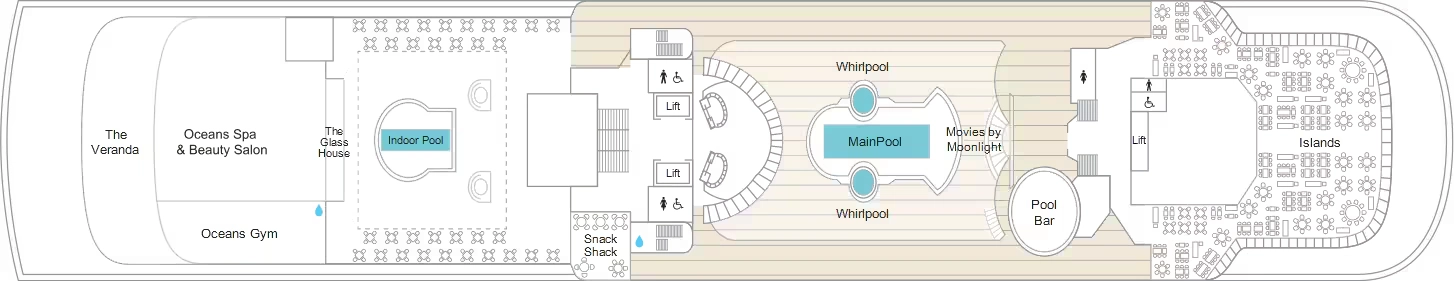 Marella Discovery, Deck 9: official cabin and venue layout