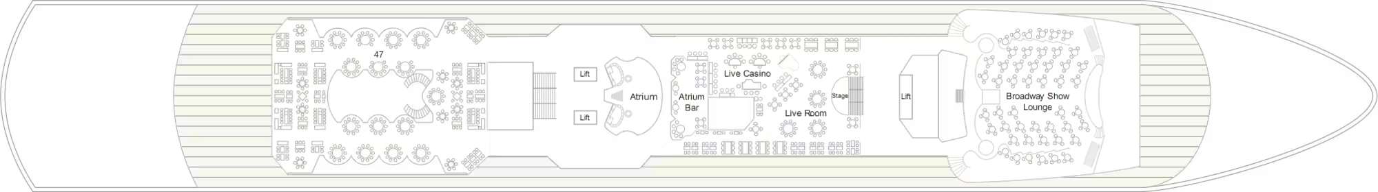 Marella Discovery, Deck 4: official cabin and venue layout