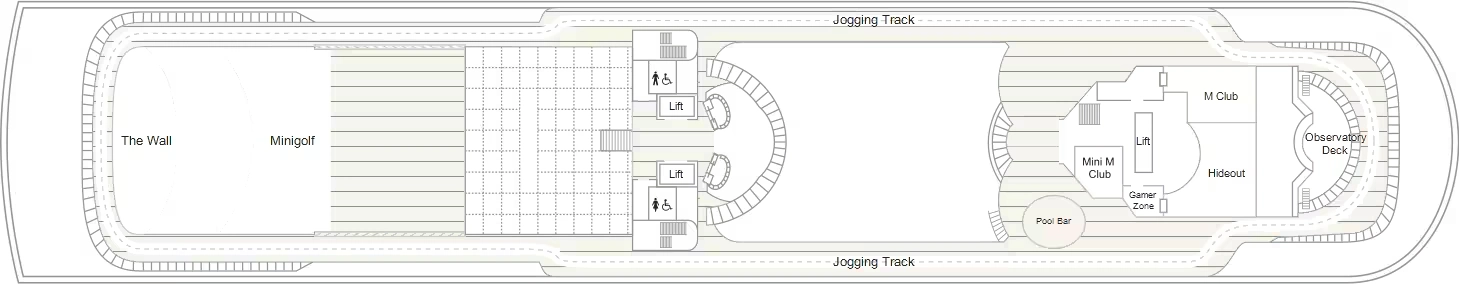 Marella Discovery, Deck 10: official cabin and venue layout