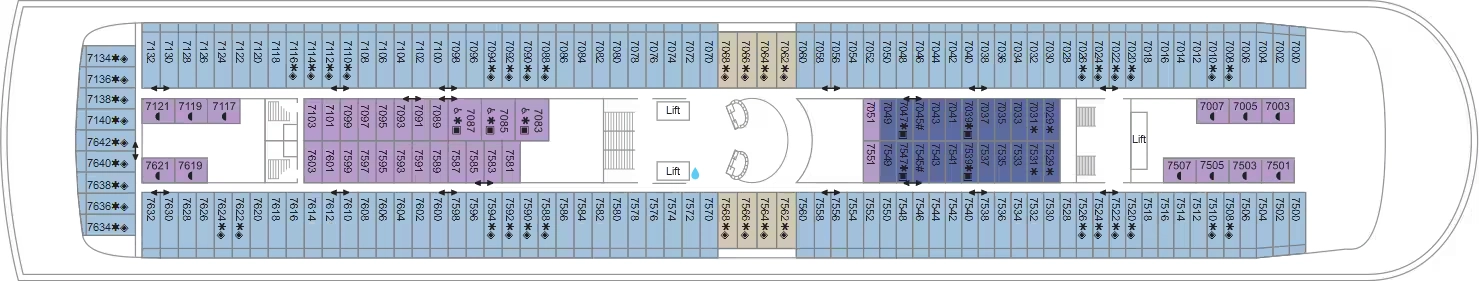 Marella Discovery, Deck 7: official cabin and venue layout