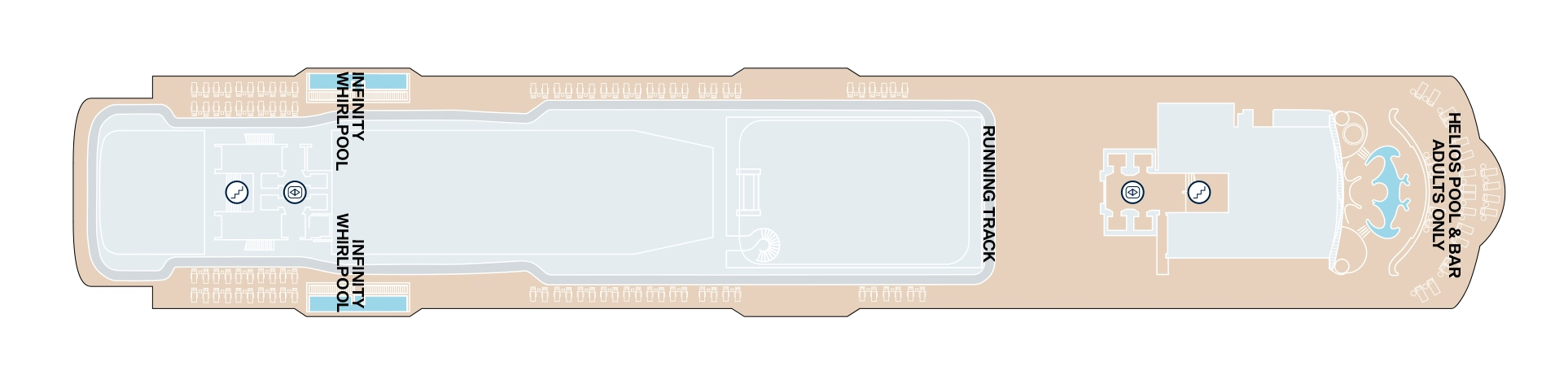Explora III, Deck 12: official cabin and venue layout