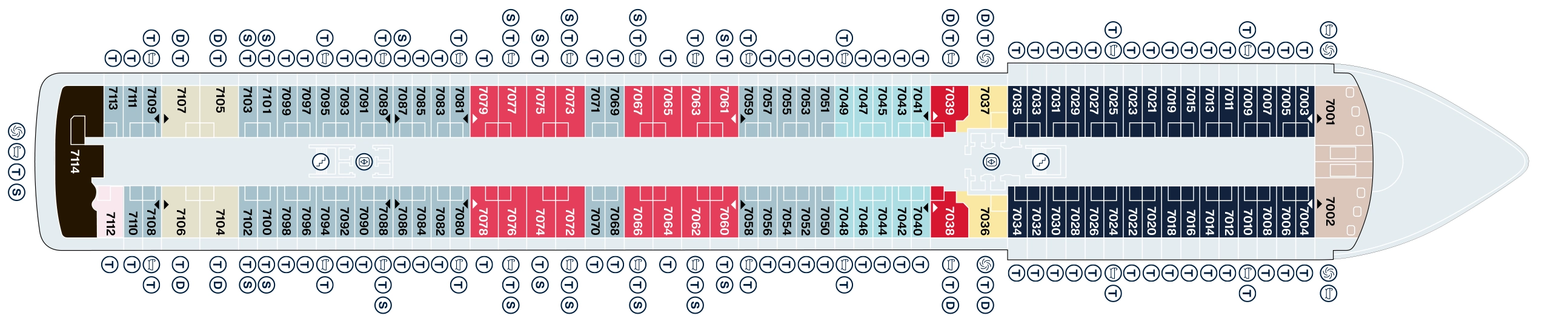 Explora III, Deck 7: official cabin and venue layout