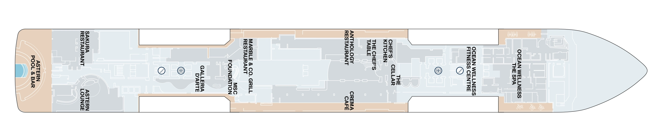 Explora III, Deck 5: official cabin and venue layout