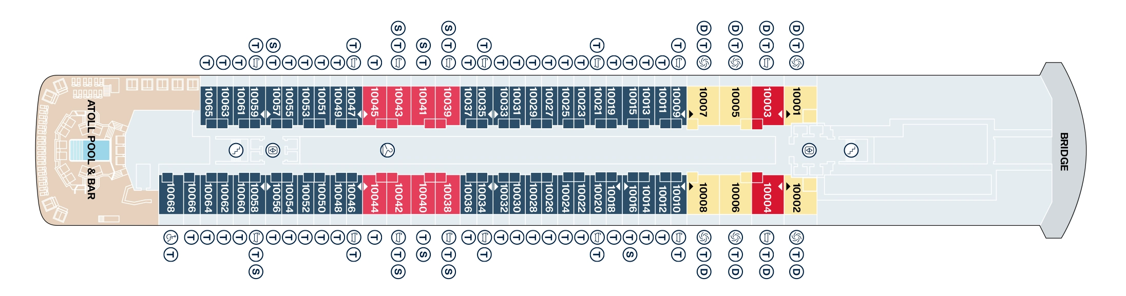 Explora III, Deck 10: official cabin and venue layout