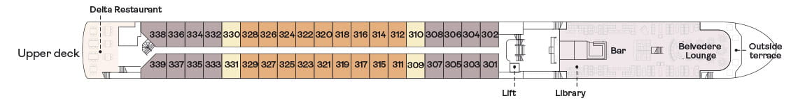 Spirit of the Danube, Deck 3: official cabin and venue layout