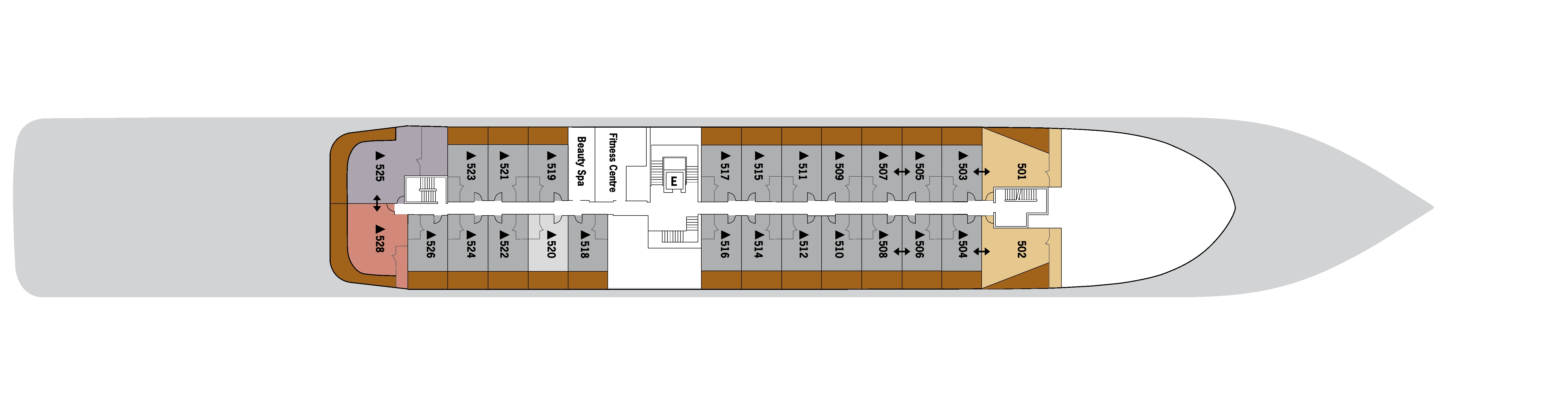 Silver Origin, Deck 5: official cabin and venue layout