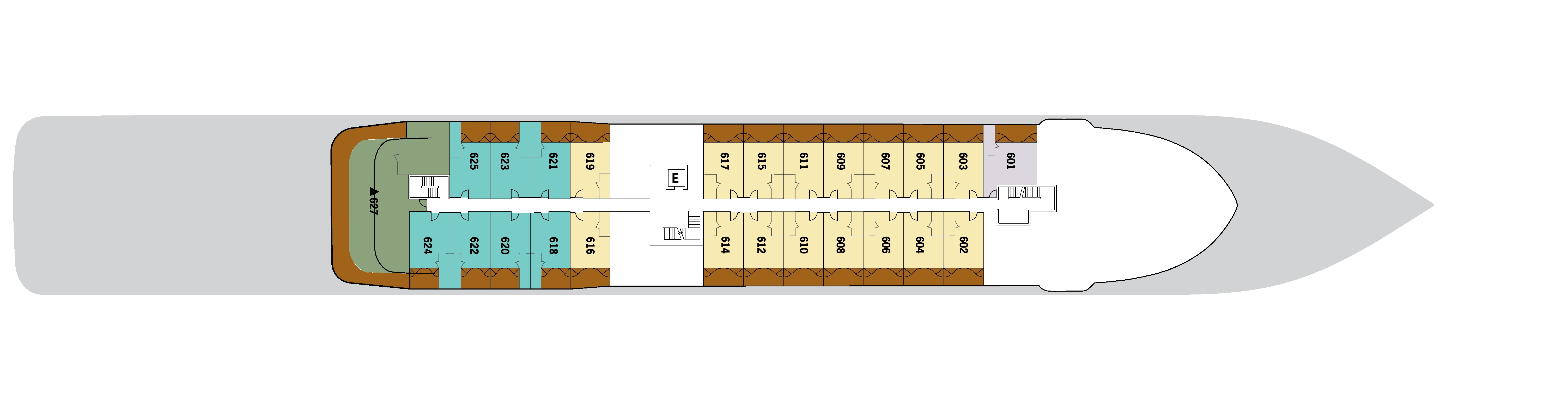 Silver Origin, Deck 6: official cabin and venue layout