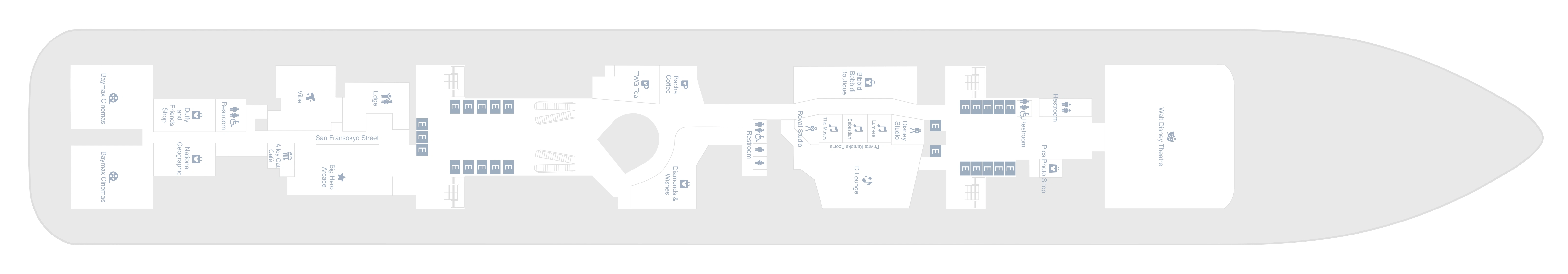 Disney Adventure, Deck 7: official cabin and venue layout