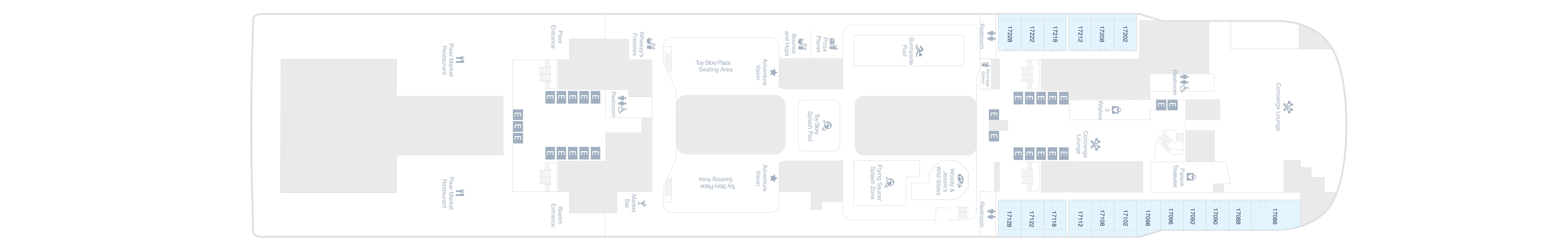 Disney Adventure, Deck 17: official cabin and venue layout