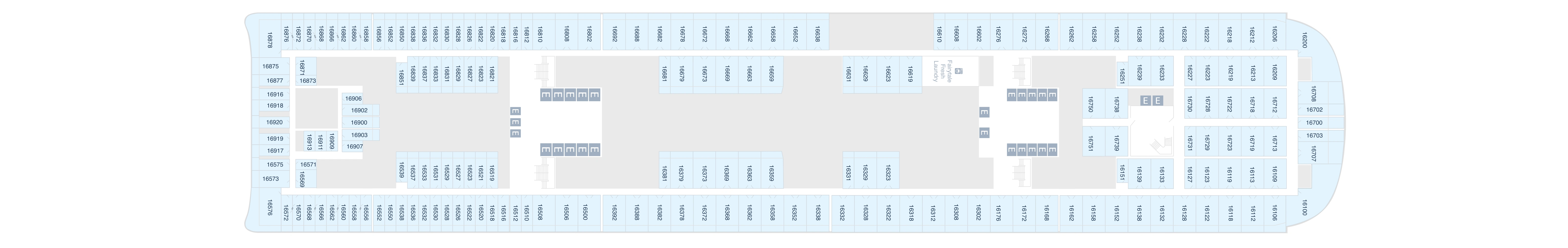Disney Adventure, Deck 16: official cabin and venue layout