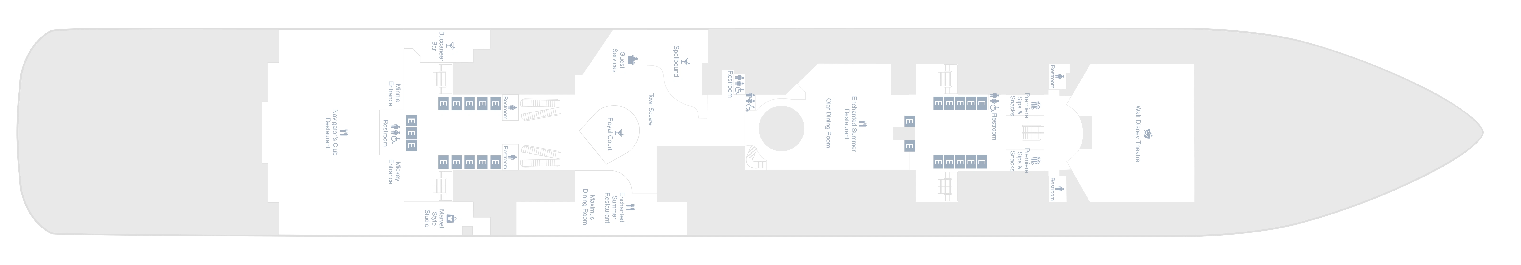 Disney Adventure, Deck 6: official cabin and venue layout