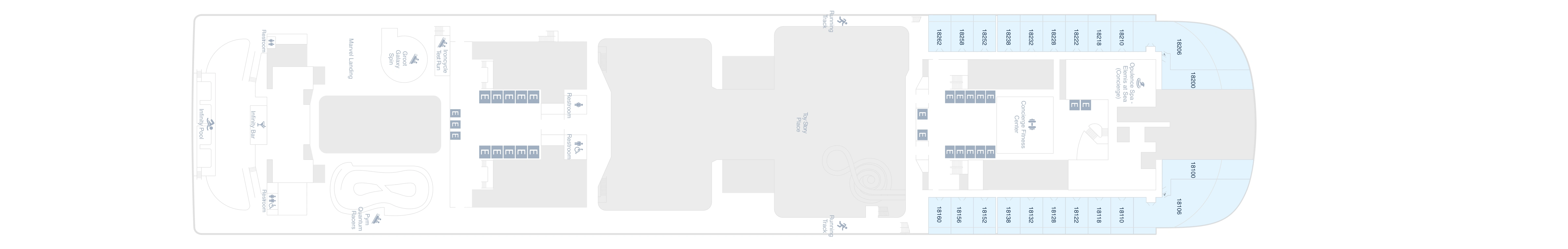 Disney Adventure, Deck 18: official cabin and venue layout