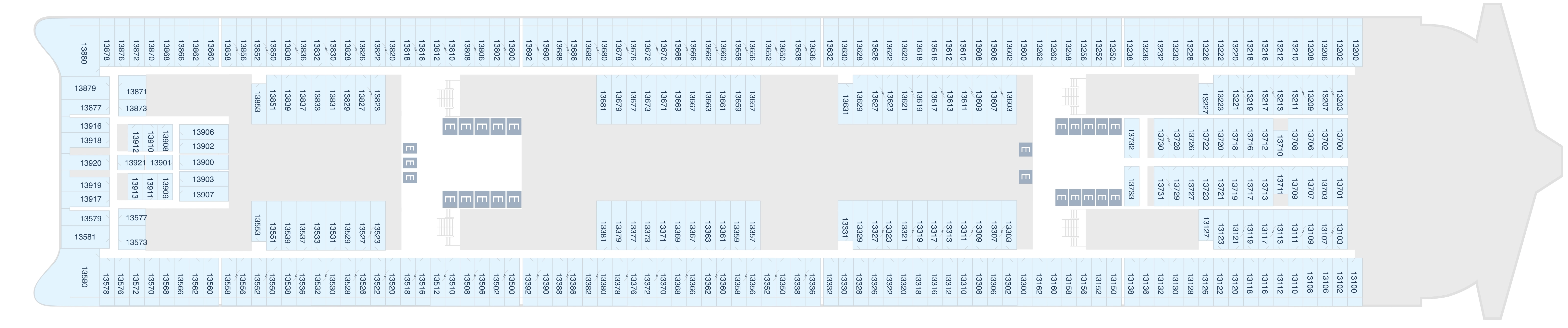Disney Adventure, Deck 13: official cabin and venue layout