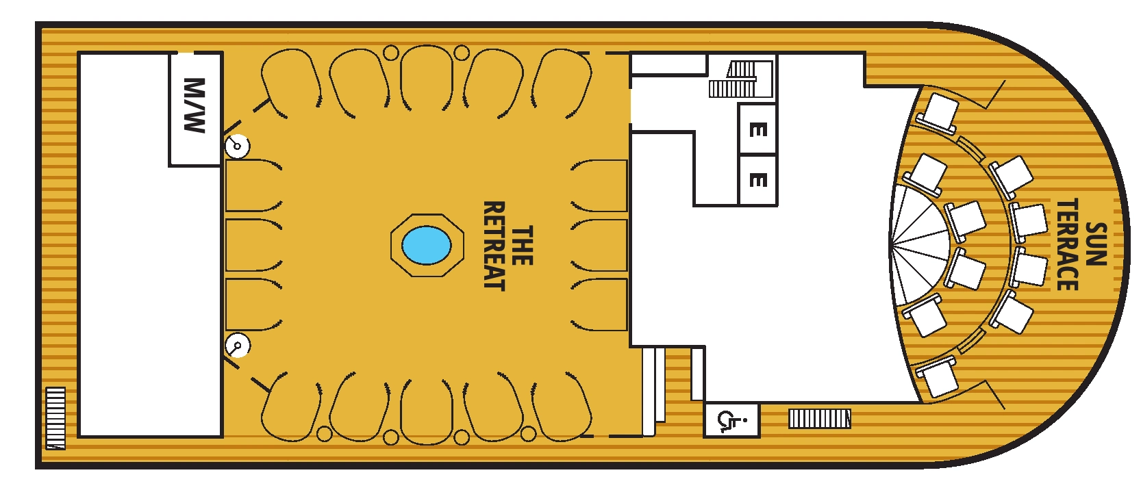 Seabourn Ovation, Deck 12: official cabin and venue layout