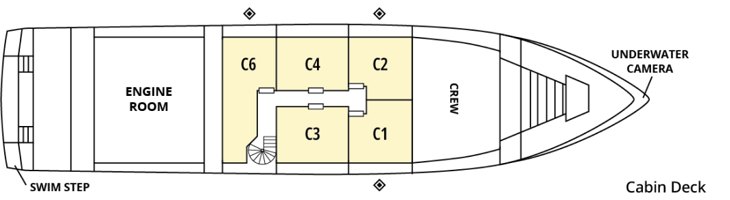 Safari Quest, Deck 1: official cabin and venue layout