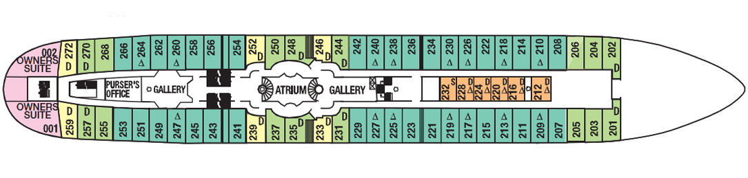 Royal Clipper, Deck 2: official cabin and venue layout