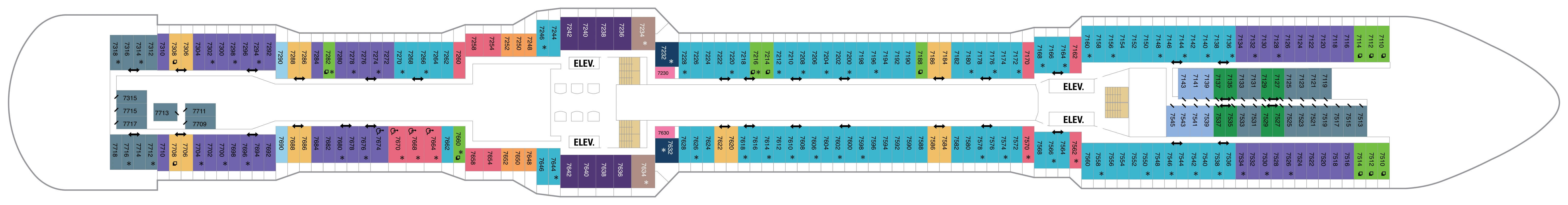 Anthem of the Seas, Deck 7: official cabin and venue layout
