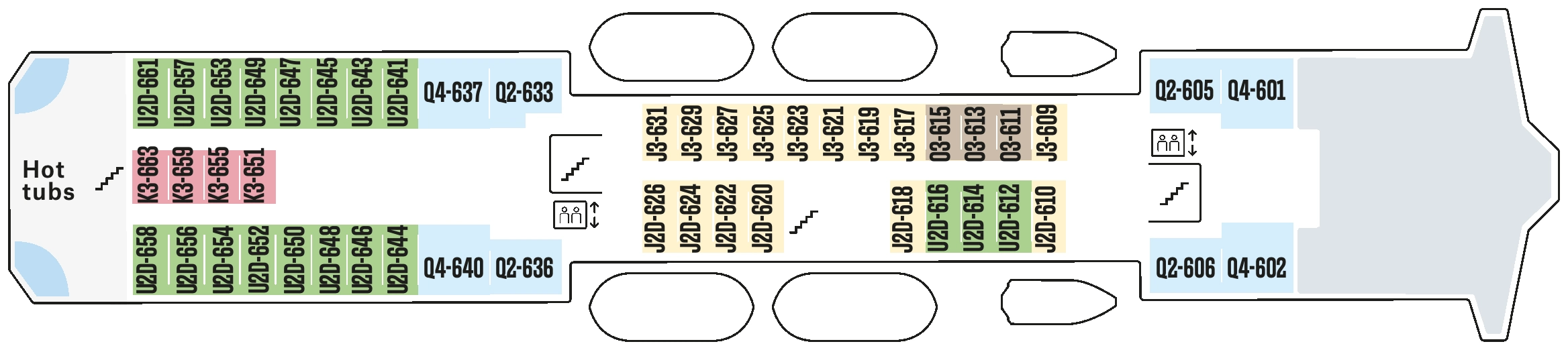 Nordkapp, Deck 6: official cabin and venue layout