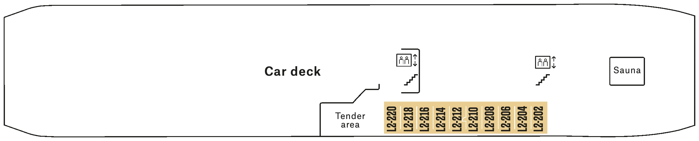 Nordkapp, Deck 2: official cabin and venue layout