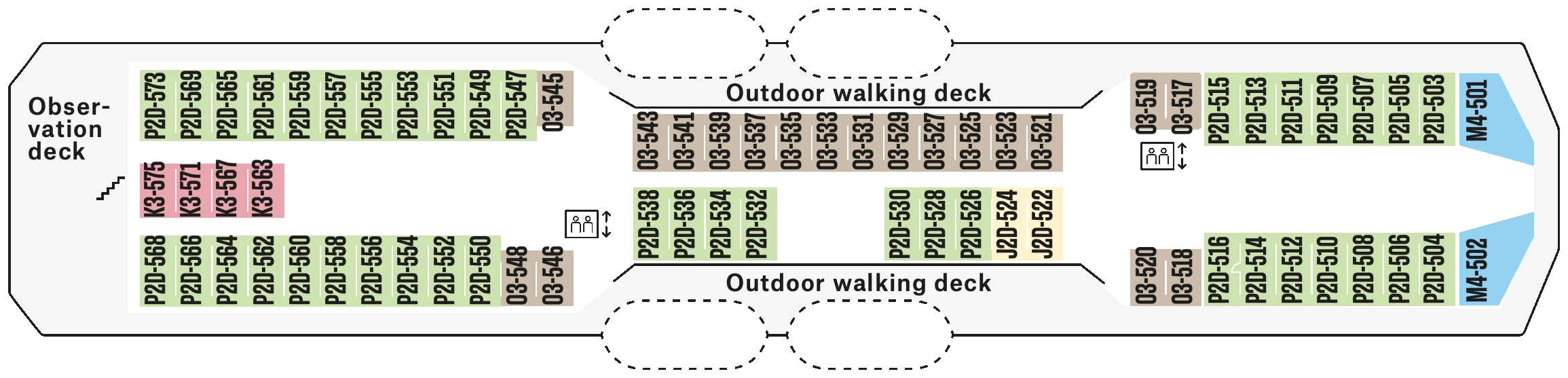 Nordkapp, Deck 5: official cabin and venue layout