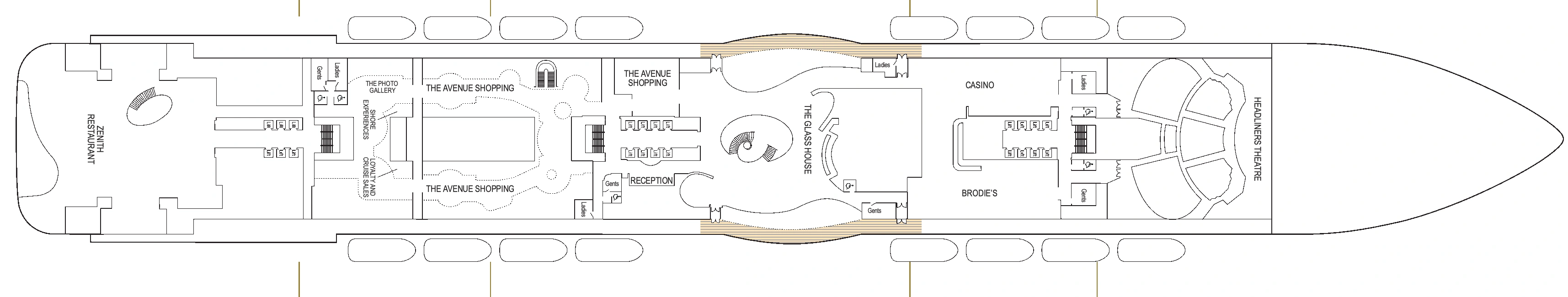 Arvia, Deck 7: official cabin and venue layout