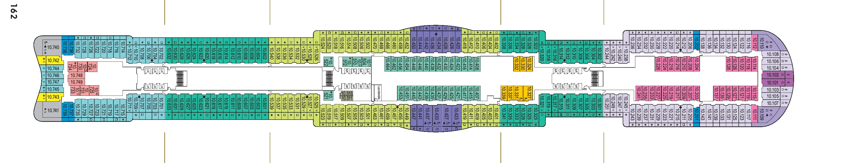 Arvia, Deck 10: official cabin and venue layout