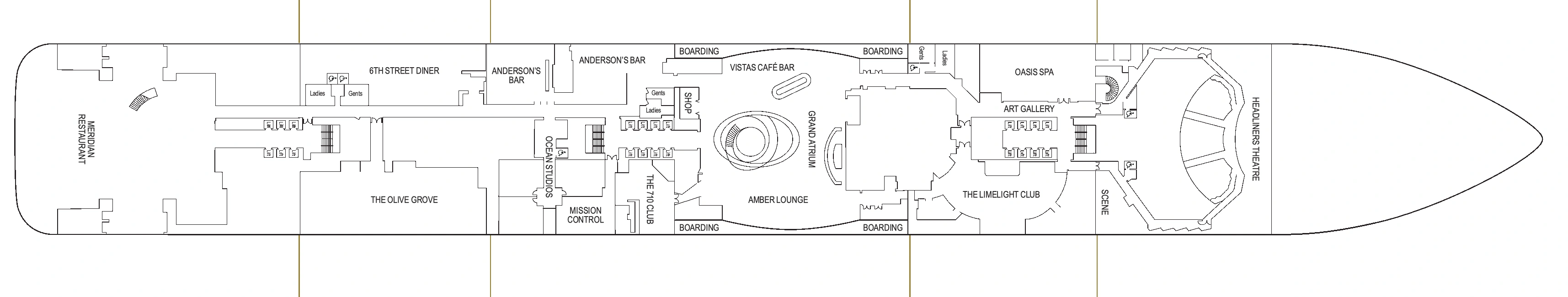 Arvia, Deck 6: official cabin and venue layout