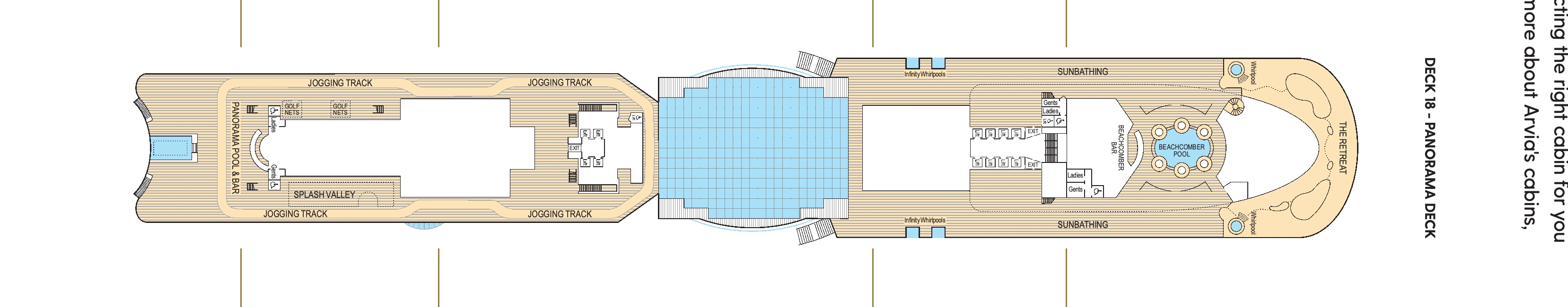 Arvia, Deck 18: official cabin and venue layout