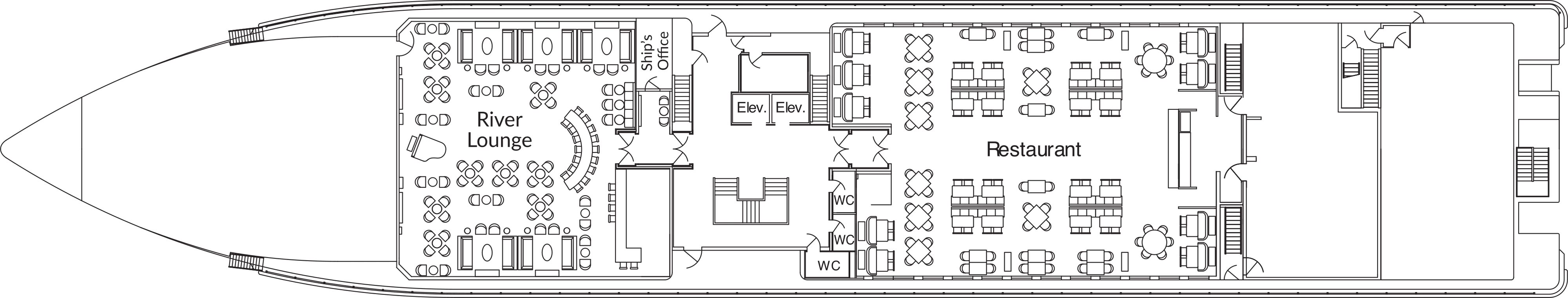 American Rhapsody, Deck 1: official cabin and venue layout