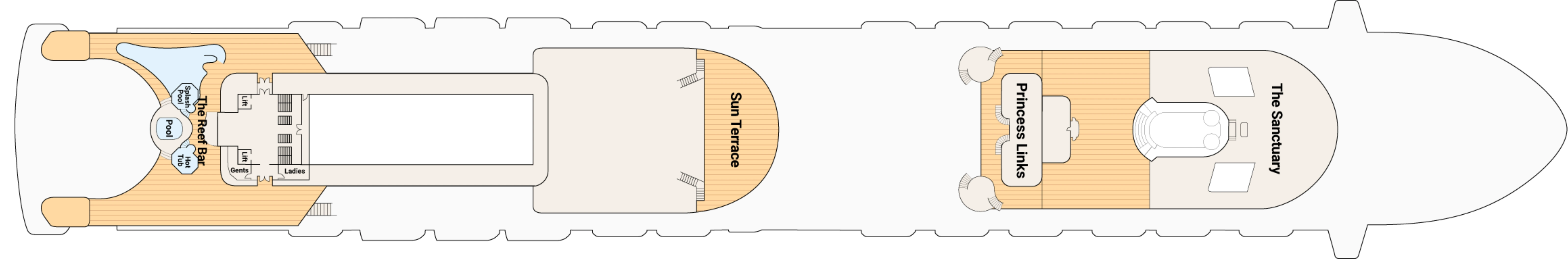 Caribbean Princess, Deck 17: official cabin and venue layout