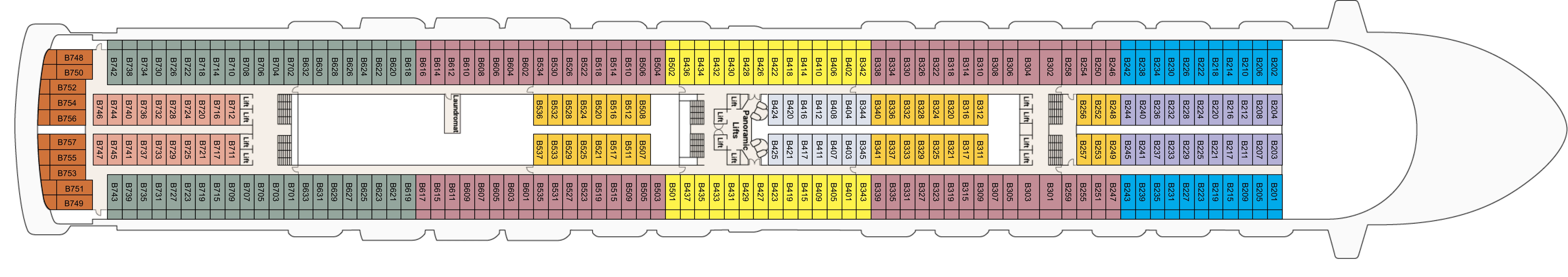 Caribbean Princess, Deck 11: official cabin and venue layout