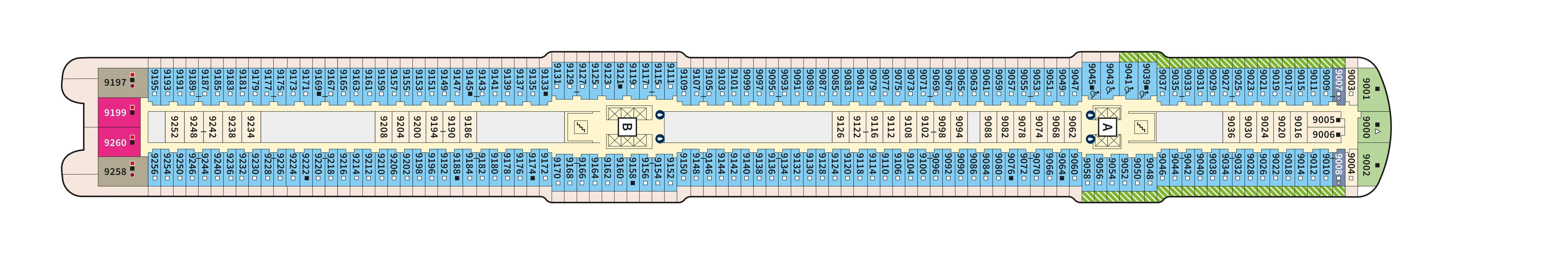 Mein Schiff 7, Deck 9: official cabin and venue layout