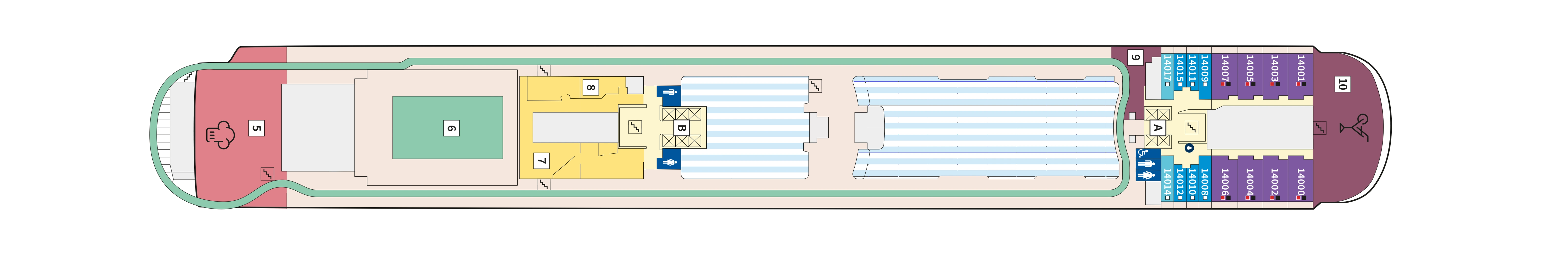 Mein Schiff 7, Deck 14: official cabin and venue layout