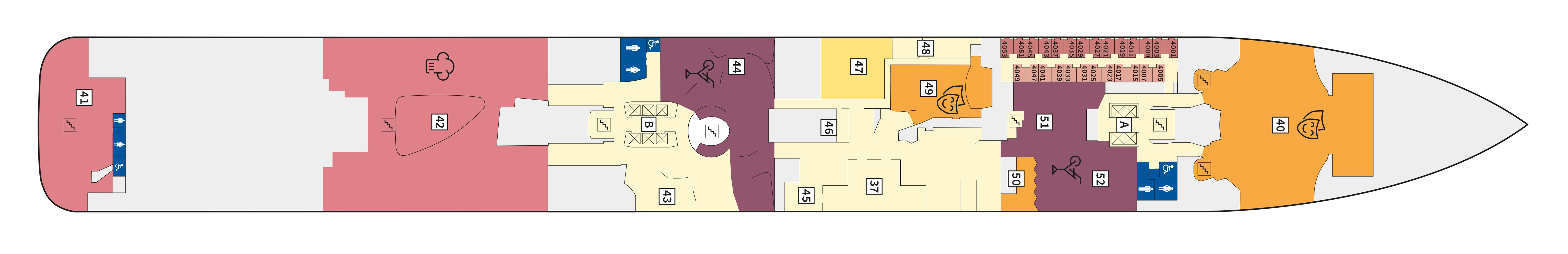 Mein Schiff 7, Deck 4: official cabin and venue layout