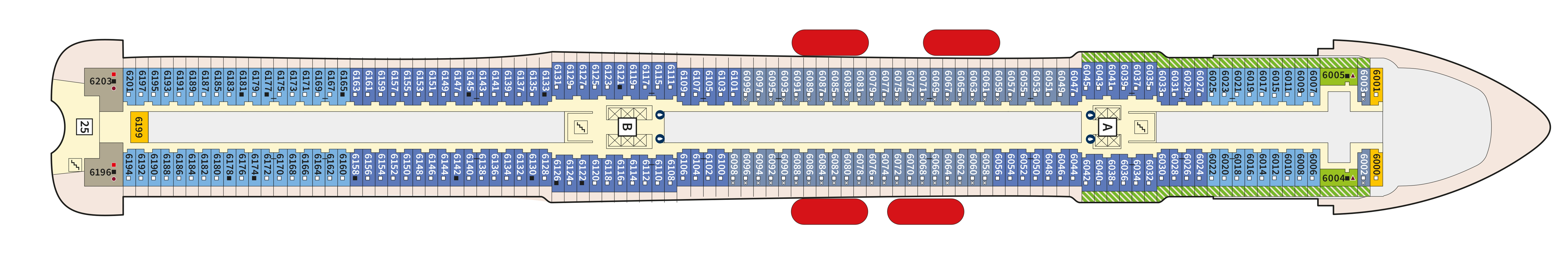 Mein Schiff 7, Deck 6: official cabin and venue layout