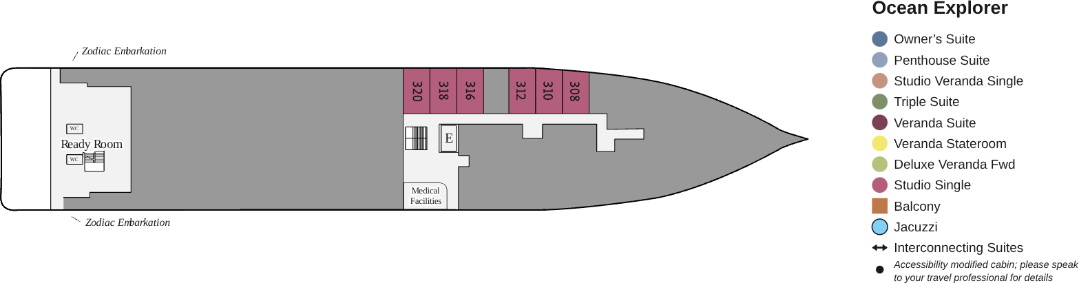 Ocean Explorer, Deck 3: official cabin and venue layout