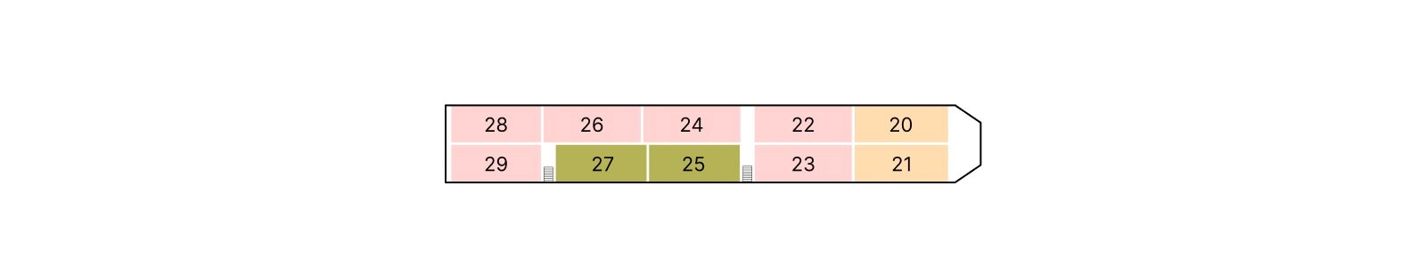 Zambezi Queen, Deck 2: official cabin and venue layout