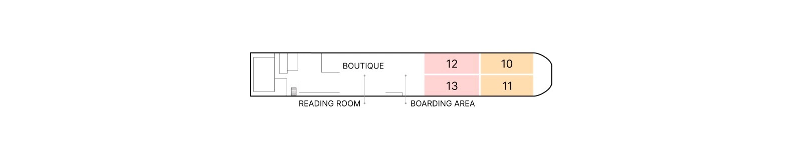 Zambezi Queen, Deck 1: official cabin and venue layout
