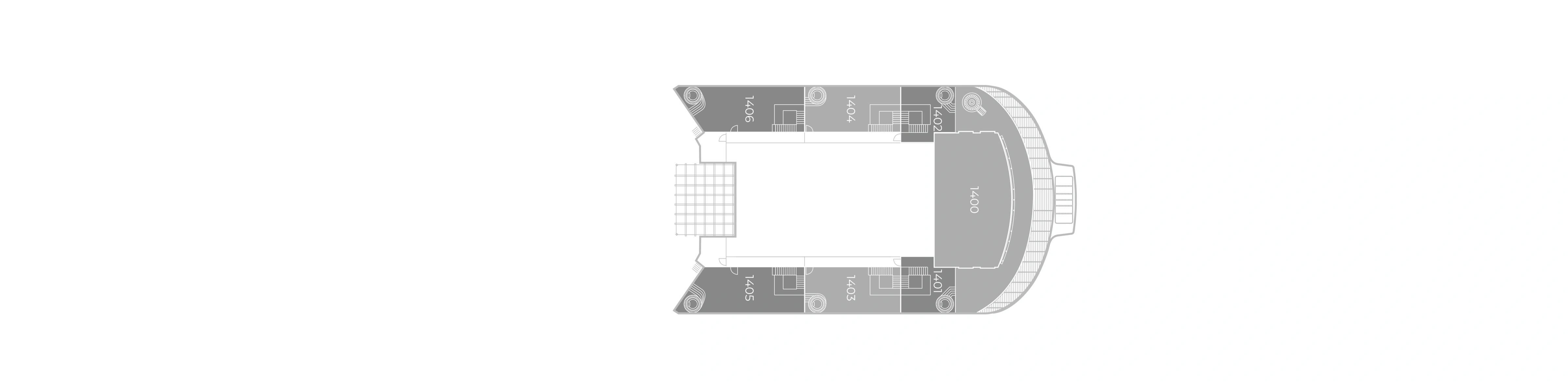 Seven Seas Prestige, Deck 15: official cabin and venue layout