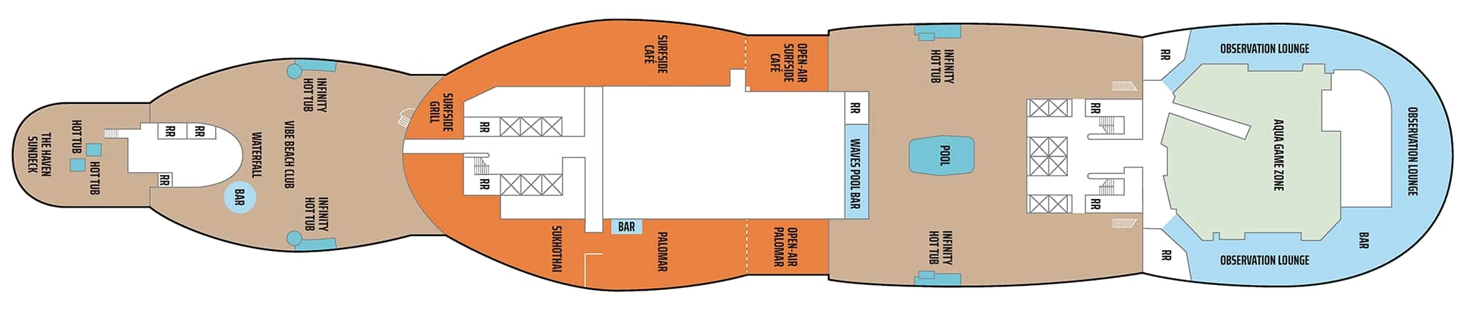 Norwegian Aqua, Deck 17: official cabin and venue layout